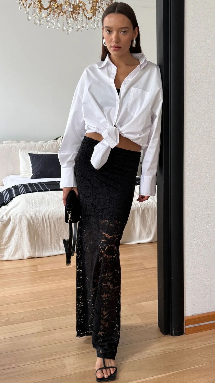 Charli Alba Lace Skirt 435246471, Color: Black, Size: S/M