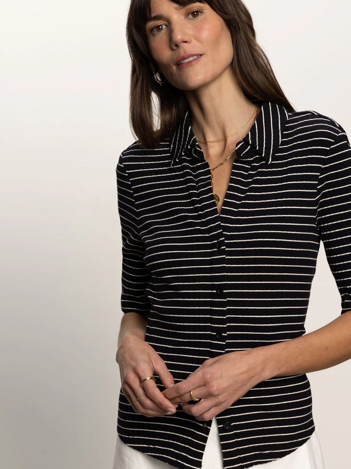 Sanctuary Half Slv Ribbed Knit Shirt CT4099NS6X-S25