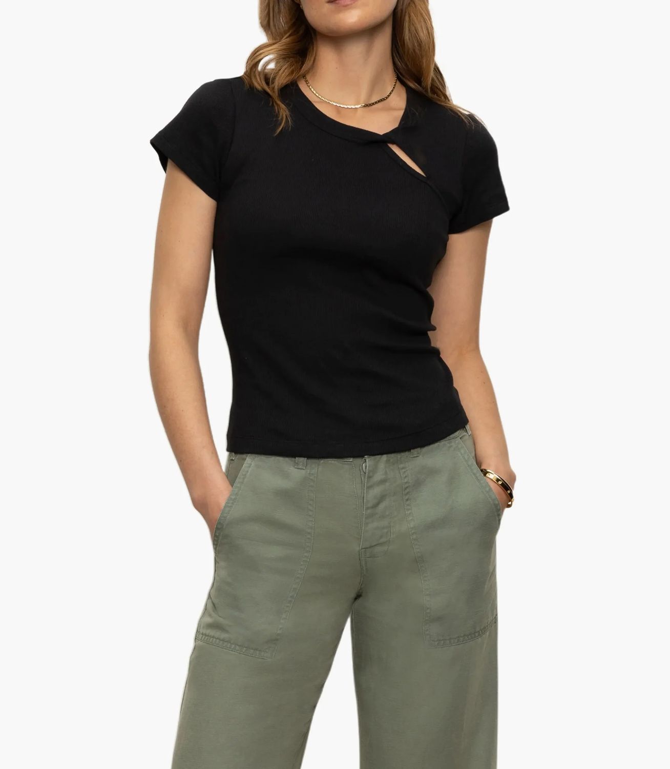 Sanctuary Cut Out T-Shirt CT4062PP7X S25, Color: Black, Size: S