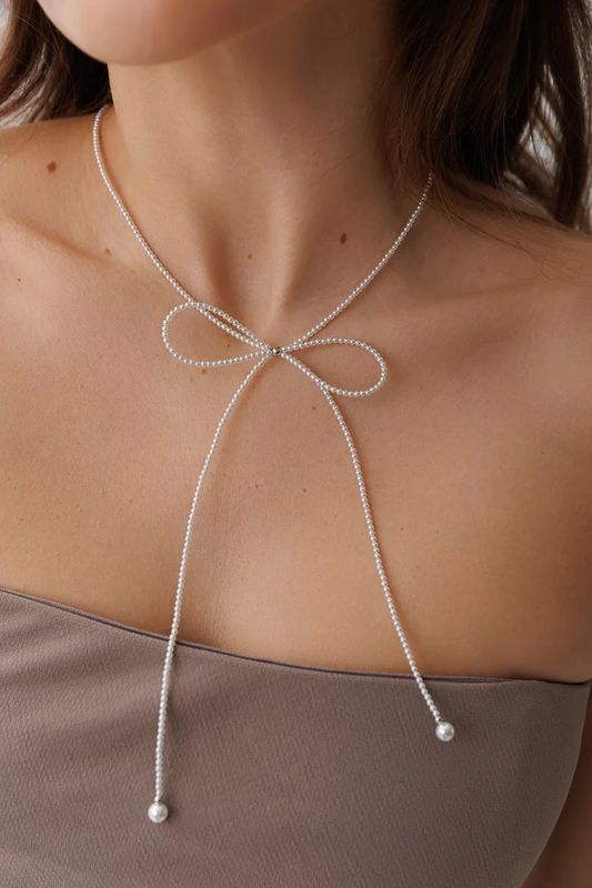 Limlim Side Pearl Bow Lariat P4186S F25