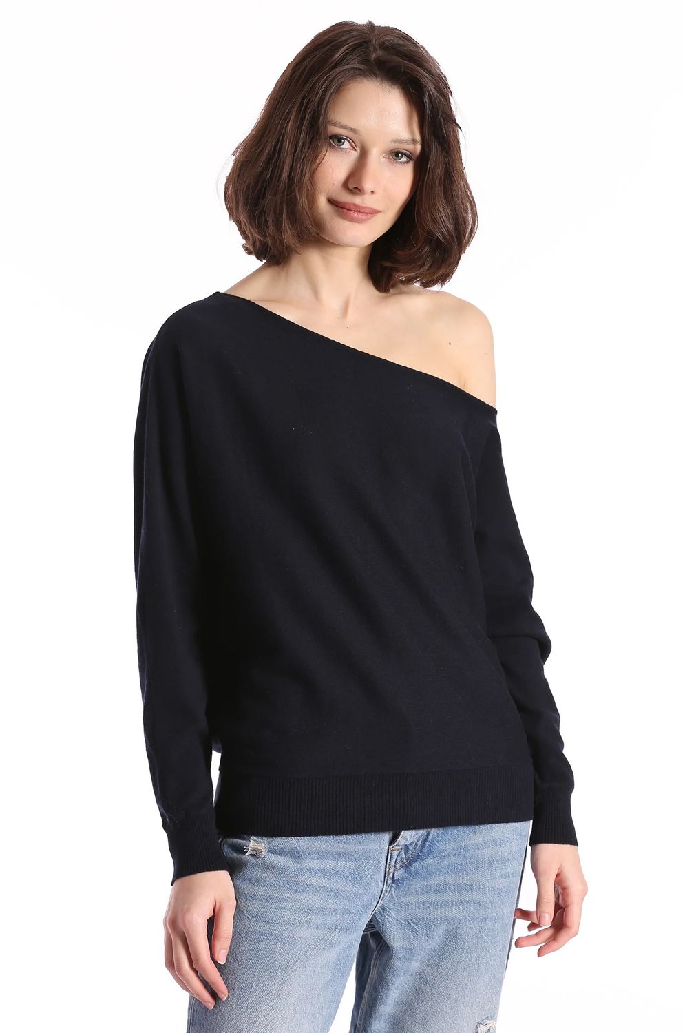 Minnie Rose Cotton Off The Shoulder YR6807 F25, Size: S, Color: Navy