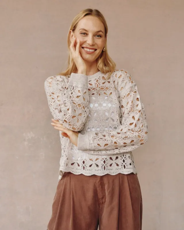 Bella Dahl Crochet Crew Sweater B2186-J50-304 F25