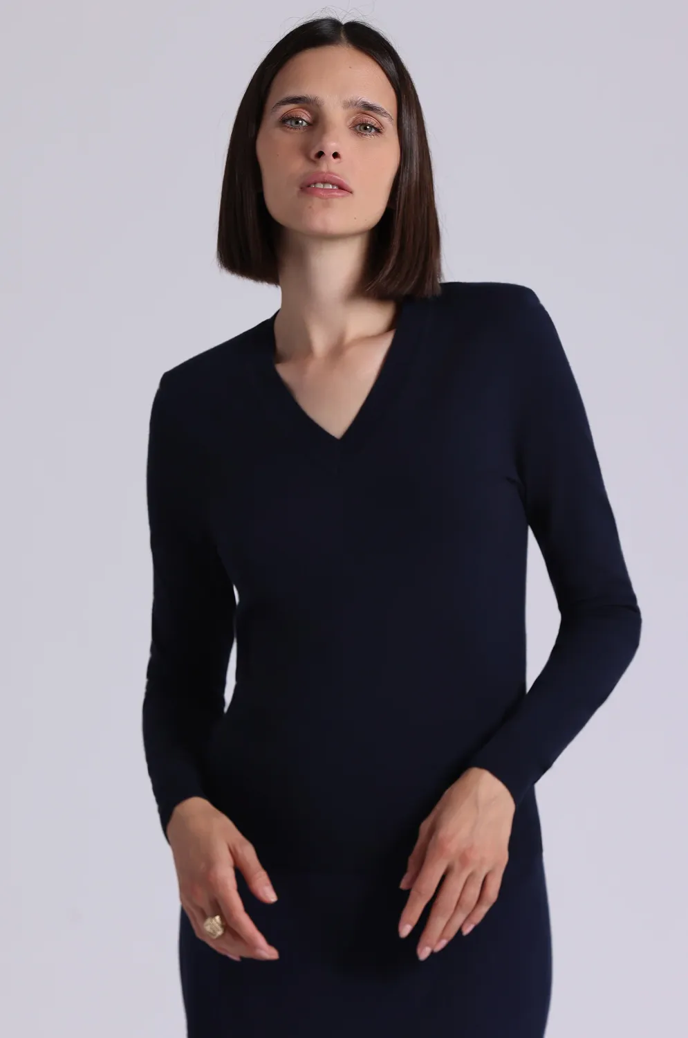 Minnie Rose Power Shoulder Top V-Neck 97147 S26