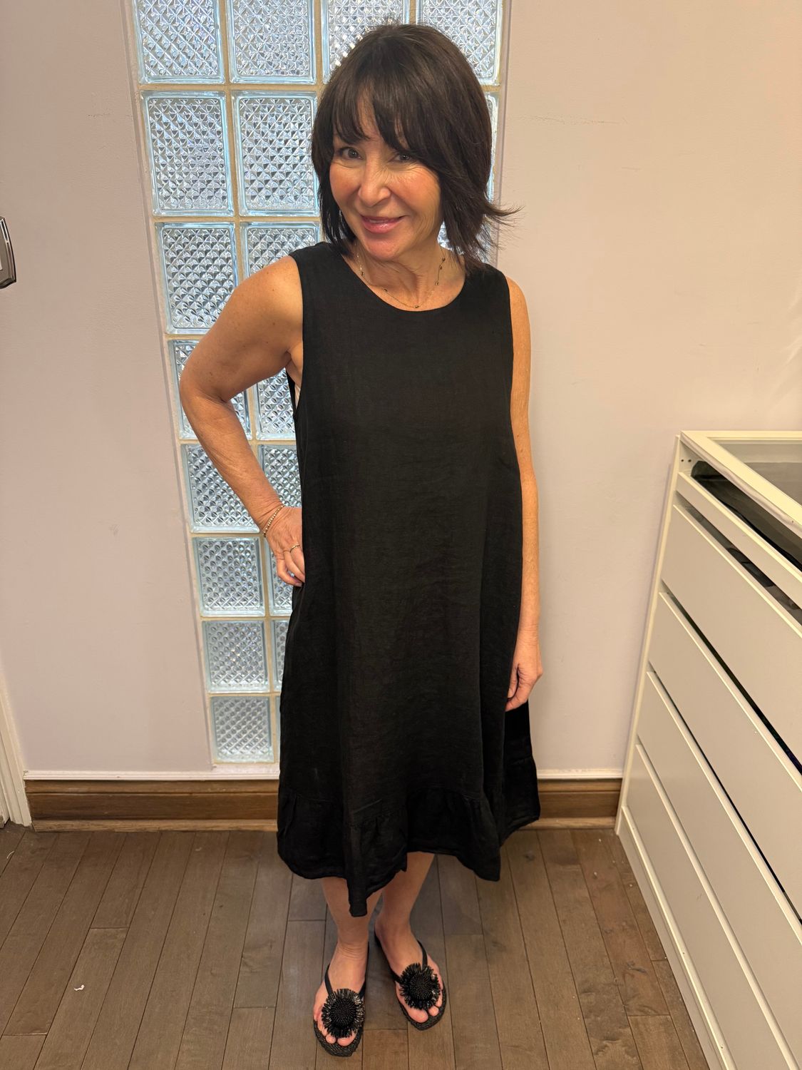 Pistache Linen Tie Back Dress E-25021 S26