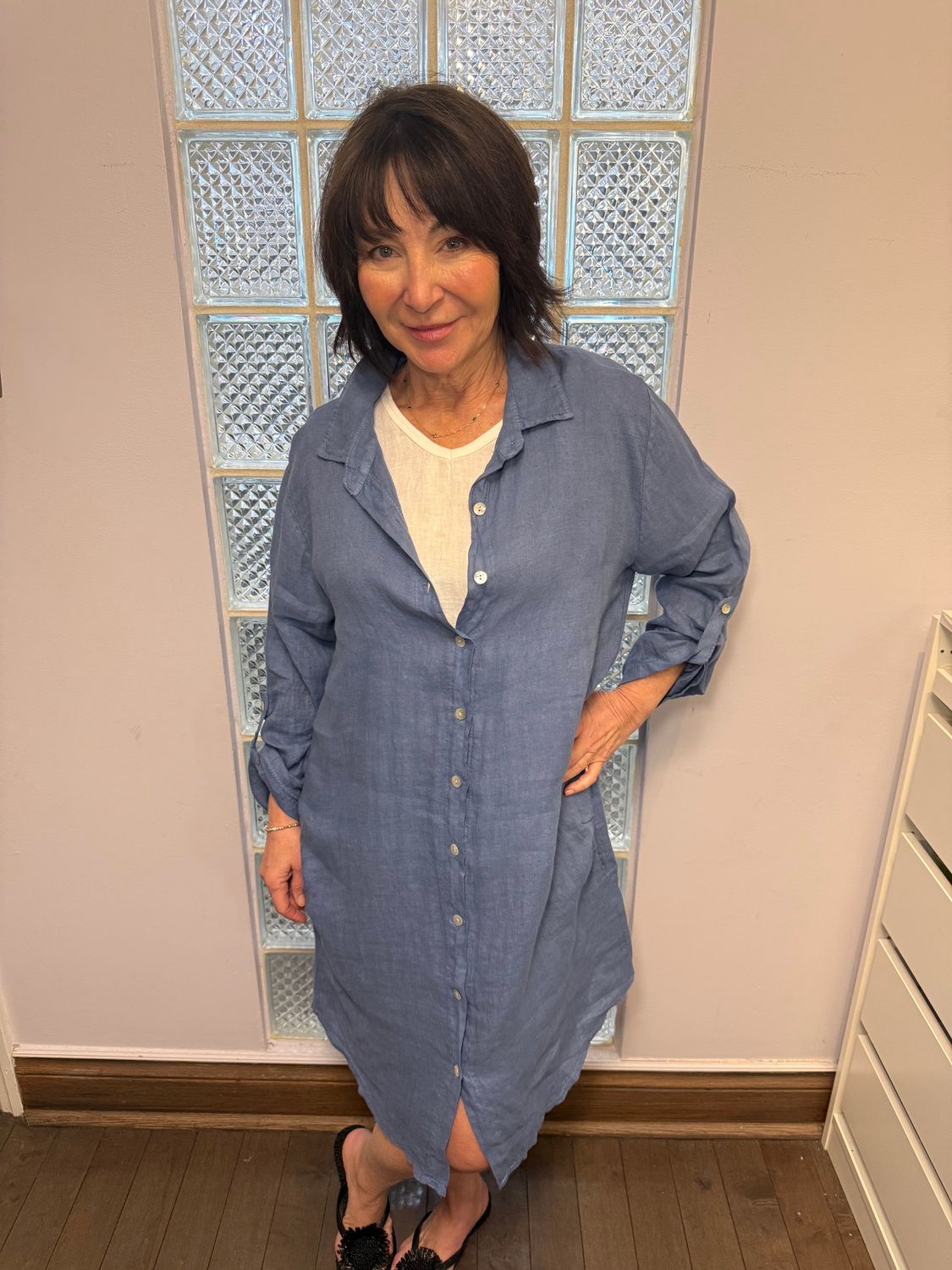 Pistache Linen Blouse Dress T-3520 S26