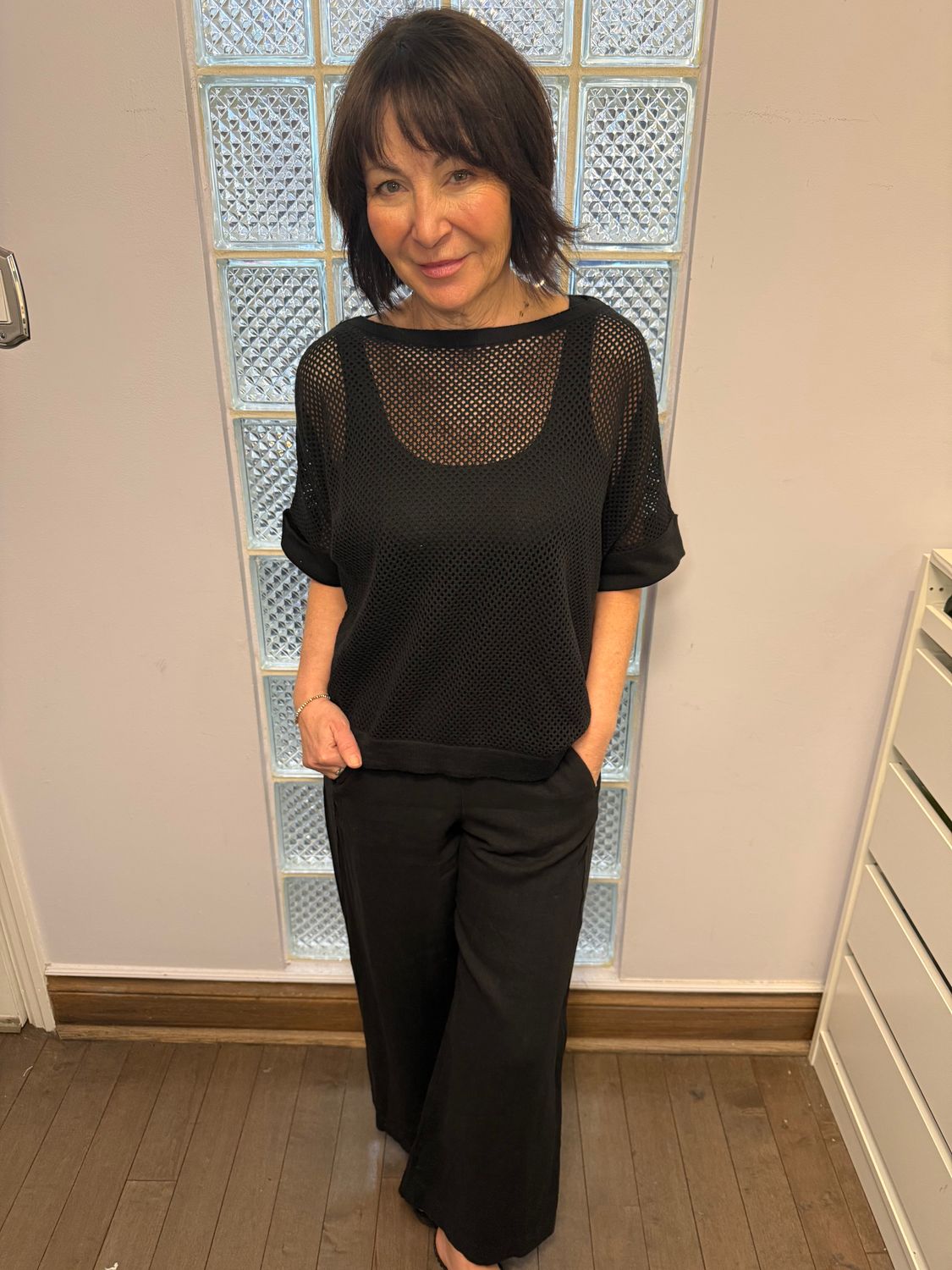 Pistache Mesh Sweater F-25803B S26, Color: Black, Size: S