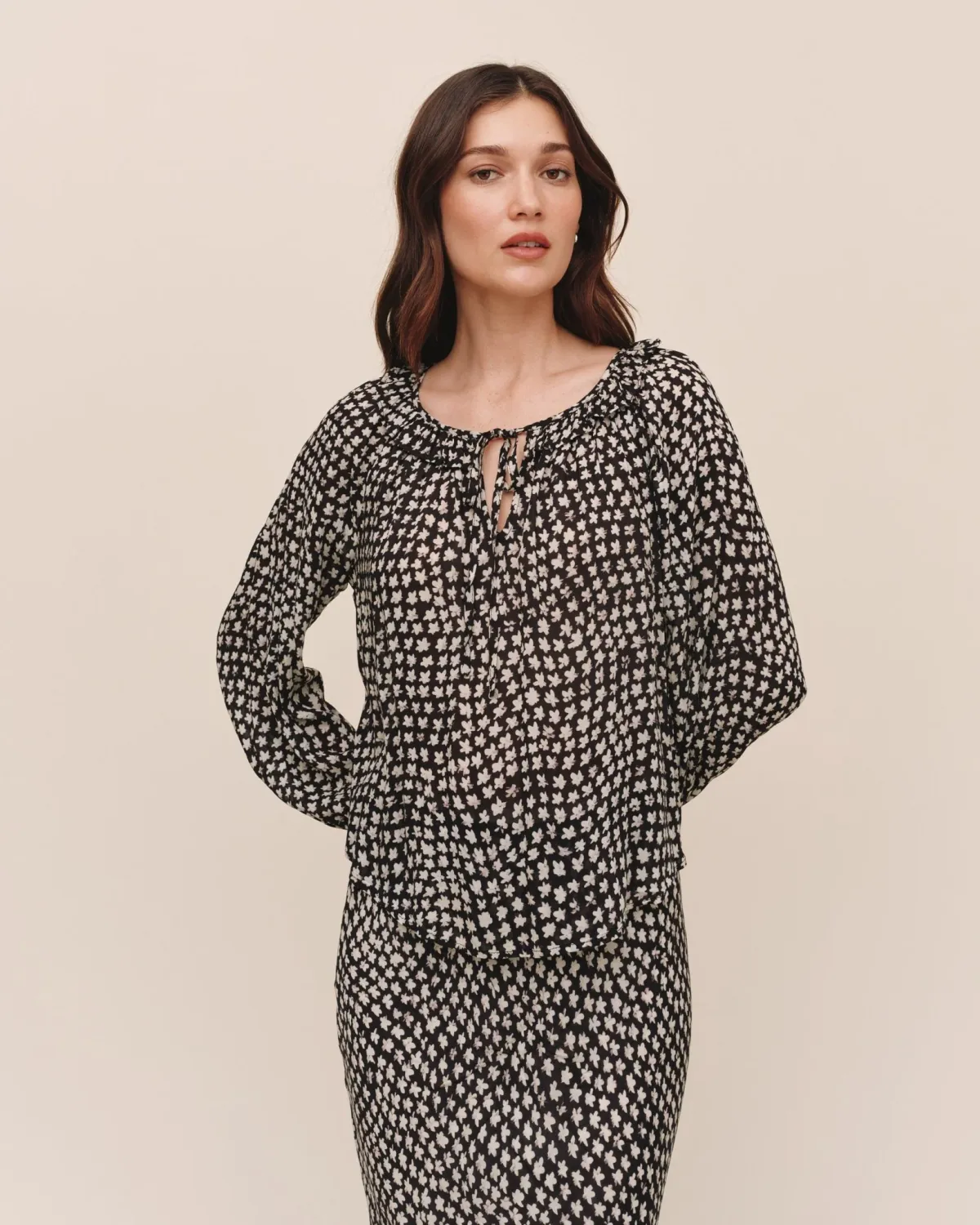 Bella Dahl Tie Neck Ruffle Top B2661-L47-304 F26