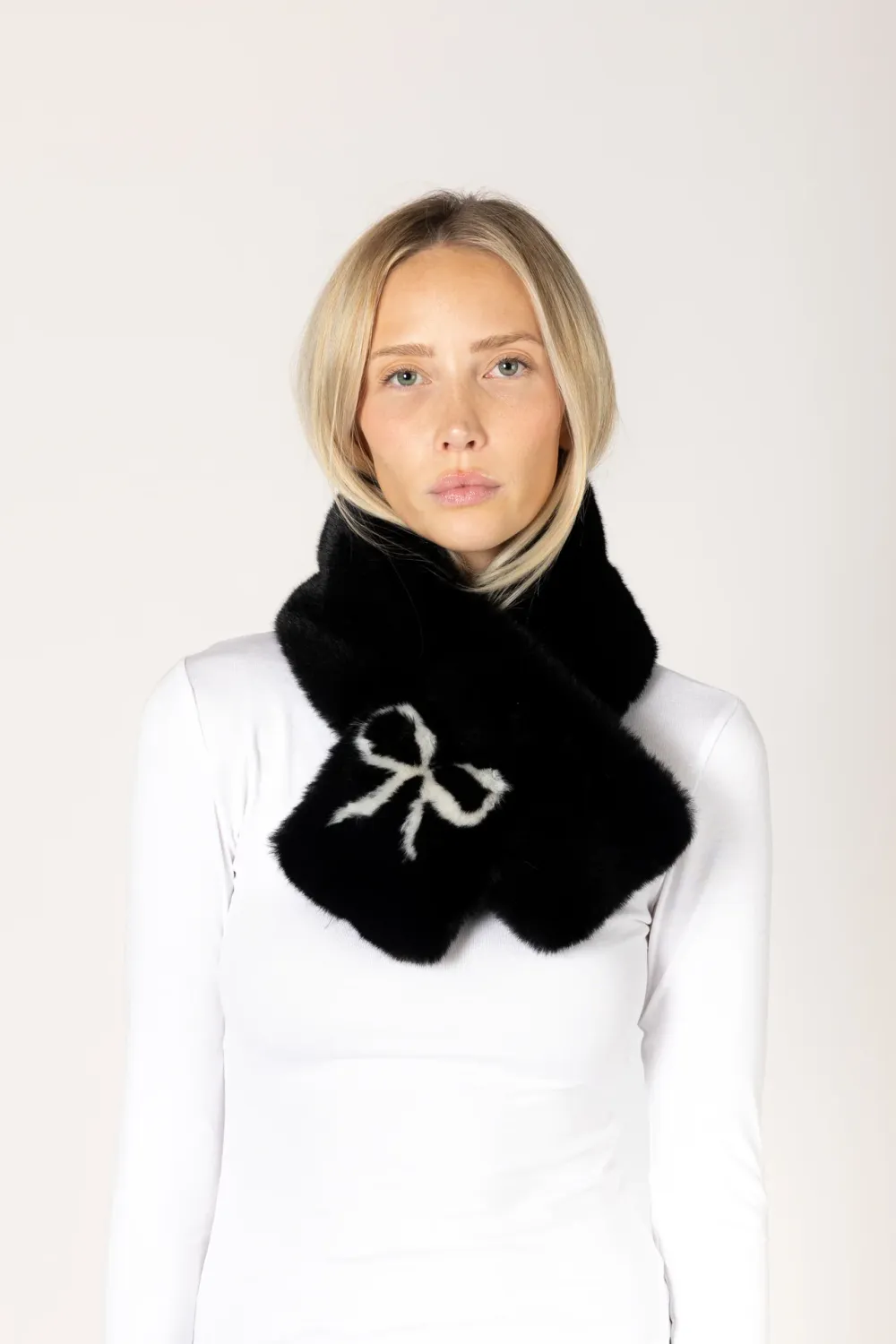 Lyla + Luxe Faux Fur Bow Scarf Bowscarf F26