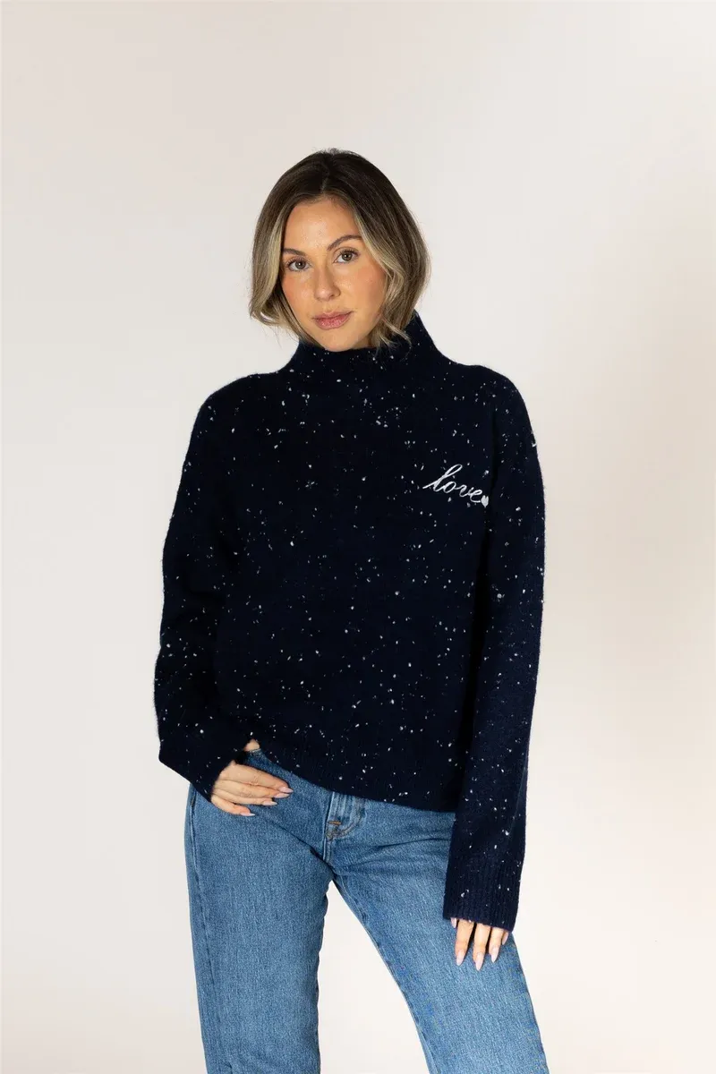 Lyla + Luxe Heart Fleck Sweater MACYFLECK F26
