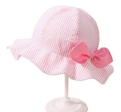Pink Seersucker Sun Hat
