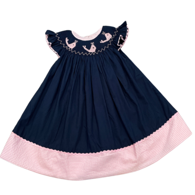 Smocked Navy Whale Dress
