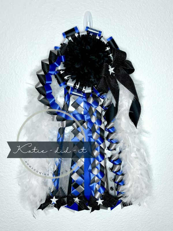 PREMADE 24 inch (blue and black with white)