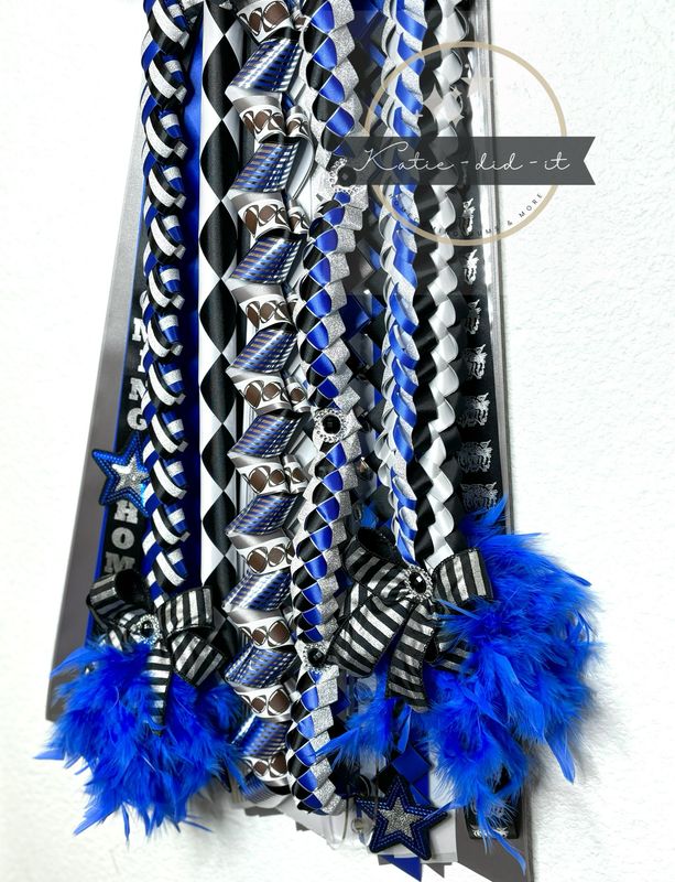 PREMADE 42 inch base mum (Royal, Silver And Black)