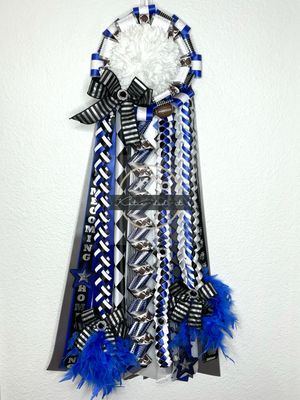 PREMADE 42 inch base mum (Royal, Silver And Black)