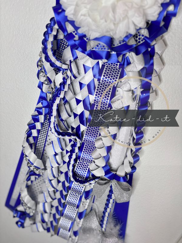PREMADE  34 inch Blue, Silver and White