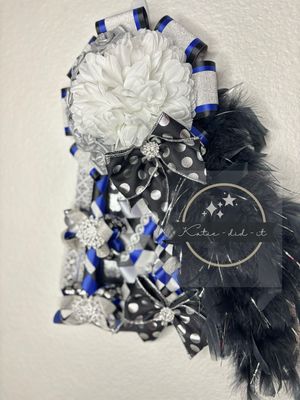 PREMADE 15inch mum Blue Black Silver Roses