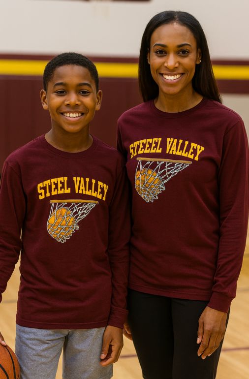 Steel Valley Basketball Ball and Net - Long Sleeve T-Shirt