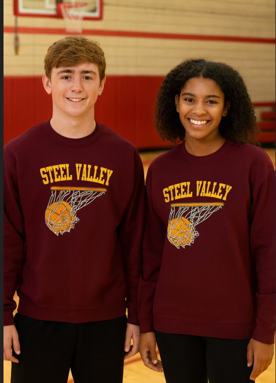 Steel Valley Basketball Ball and Net - Crewneck Sweatshirt