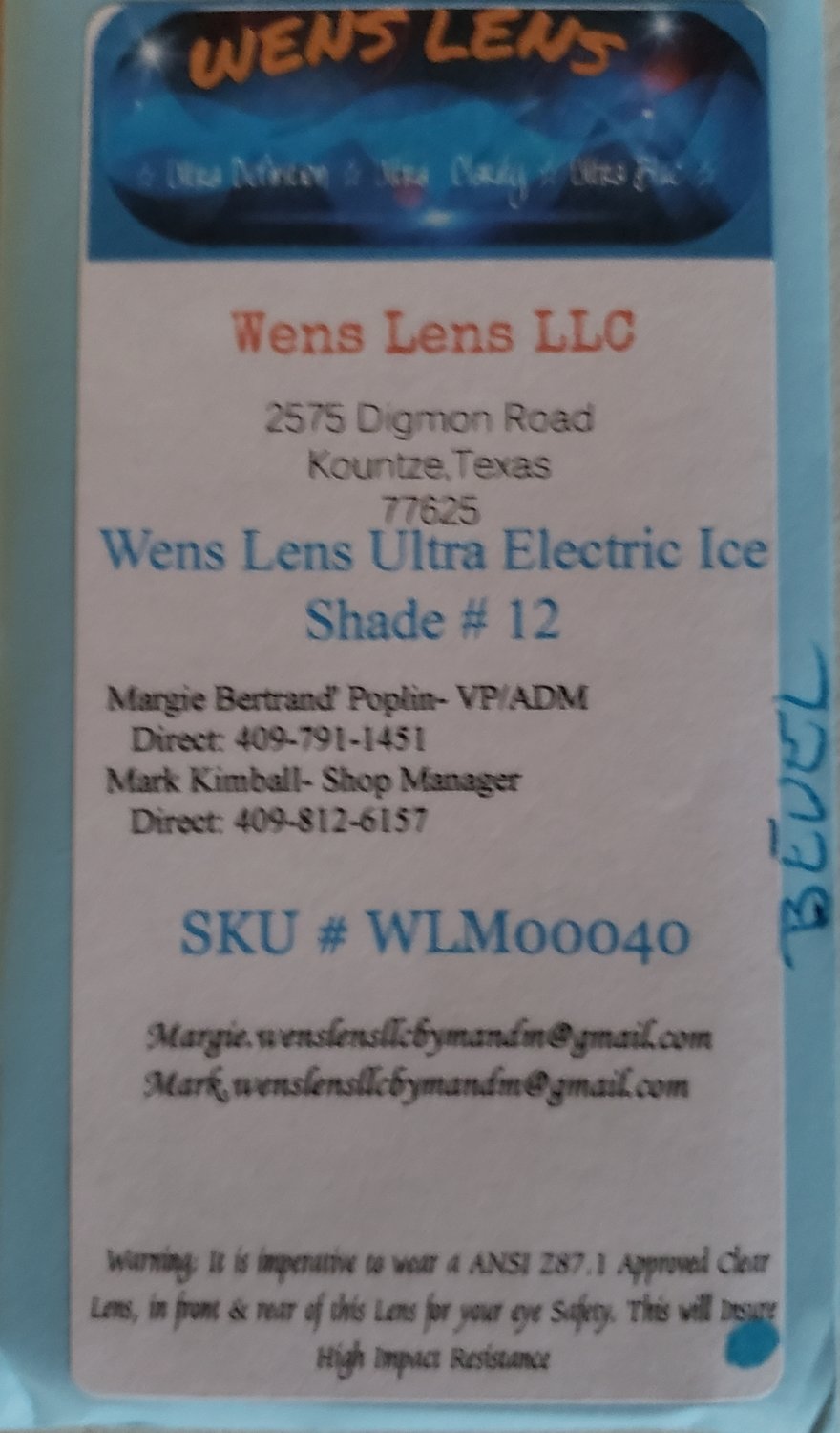 Wens Lens Ultra Electric Ice Shade #12