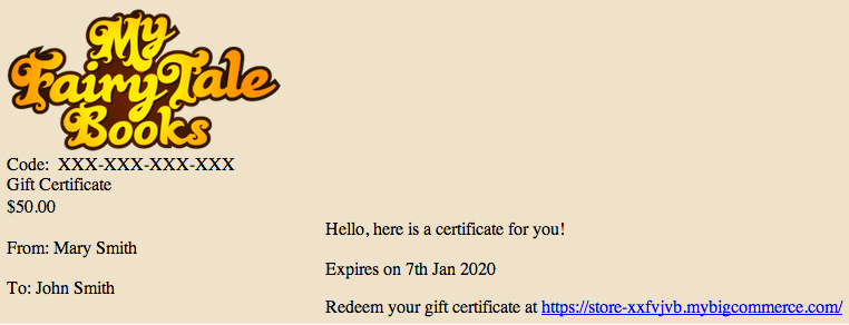 BigCommerce Digital Gift Certificate Customization