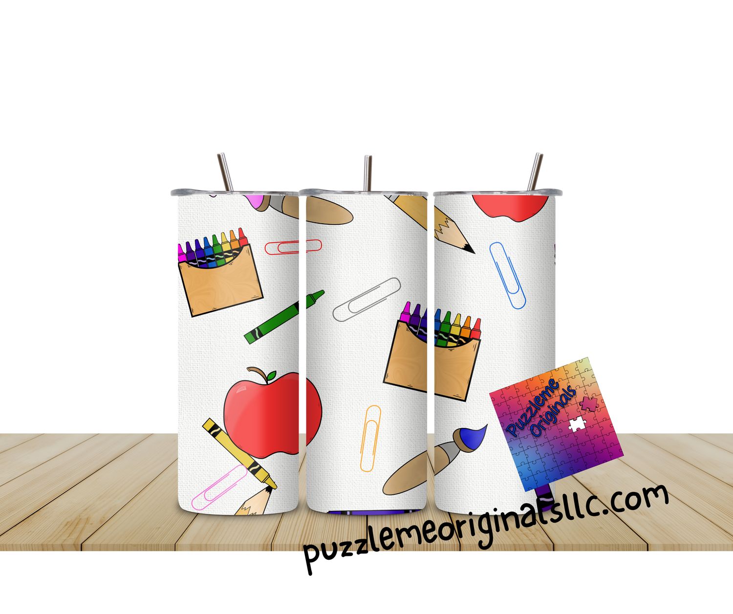 Teacher Apple Crayon Tumbler Wrap