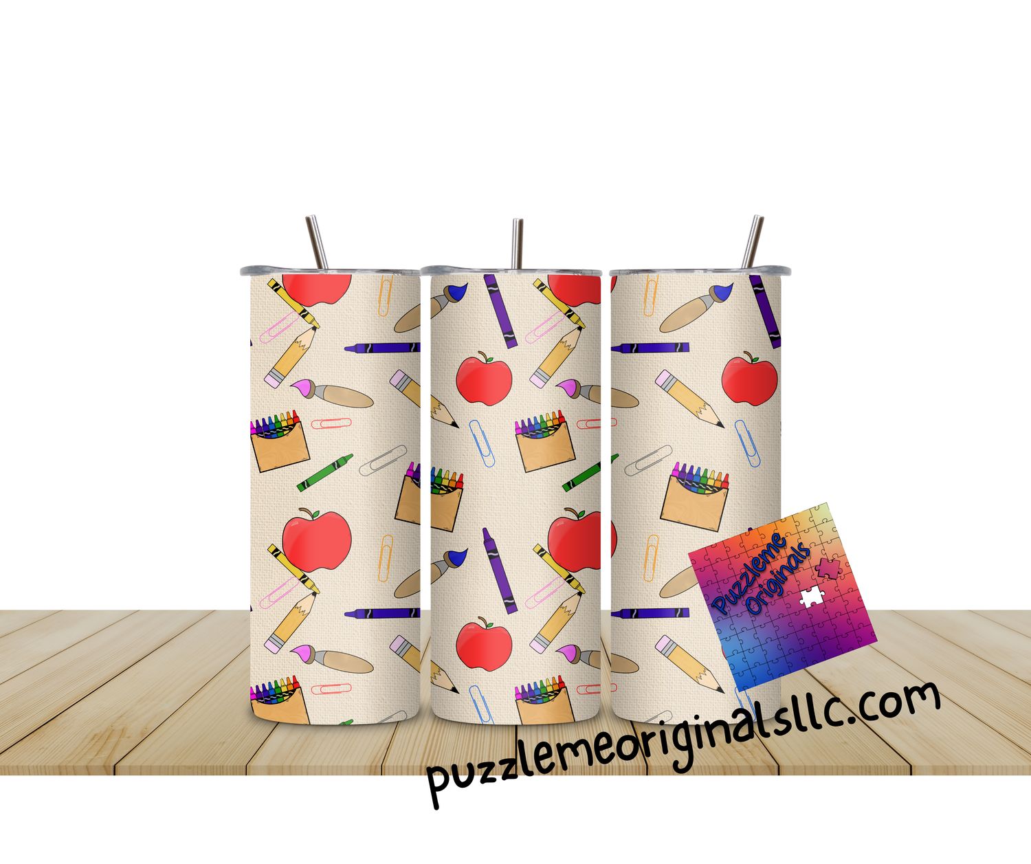 Teacher Apple Crayon Tumbler Wrap