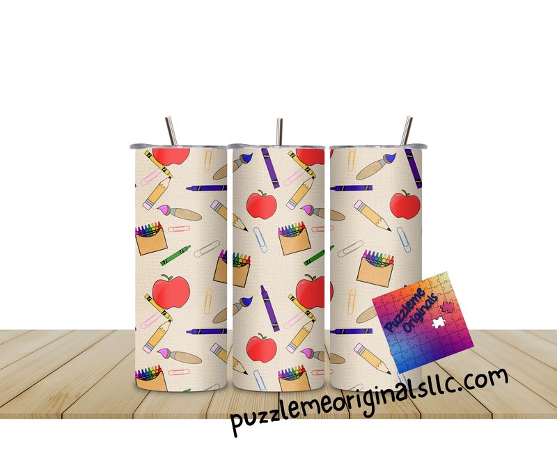 Teacher Apple Crayon Tumbler Wrap