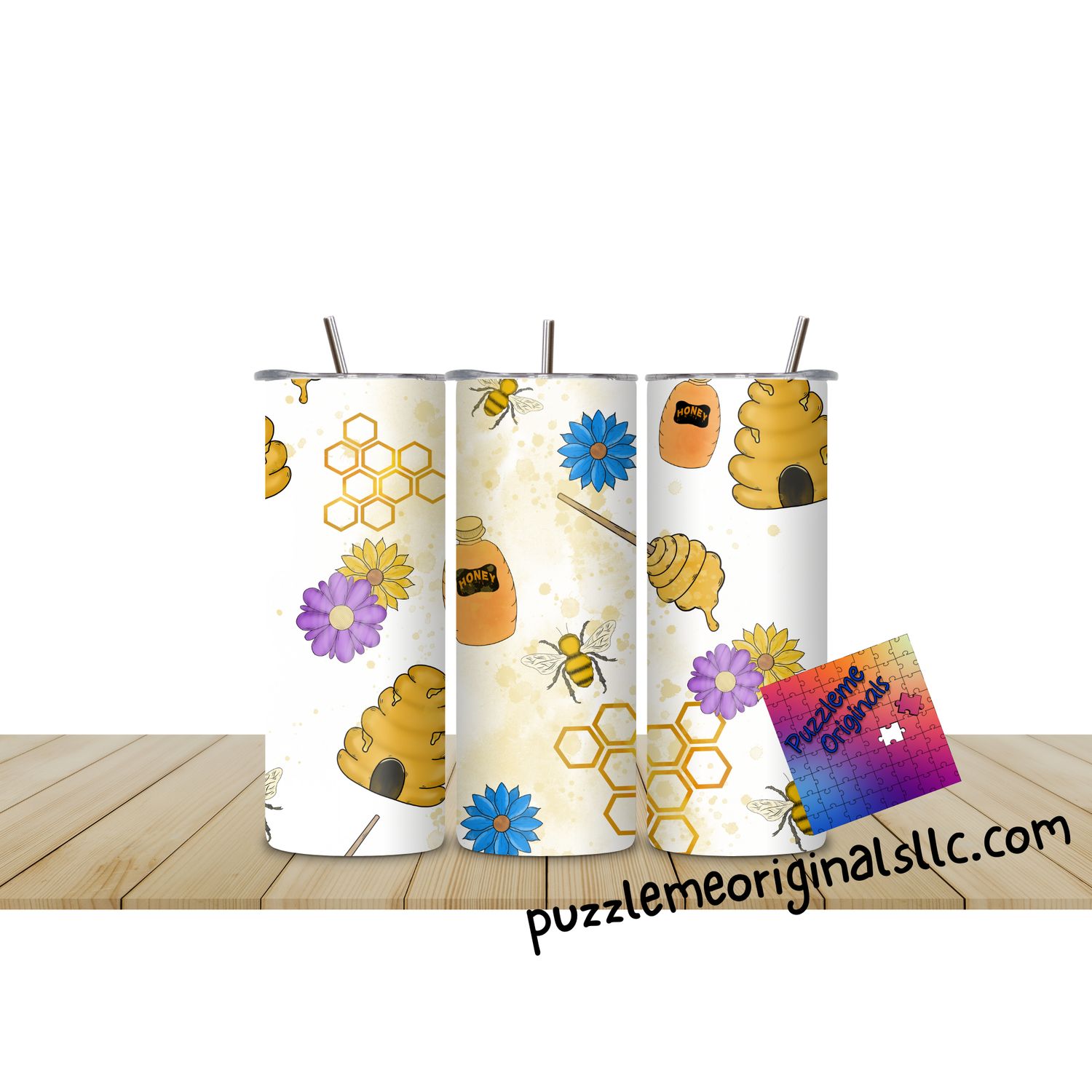 Bee Themed Seamless White Background
