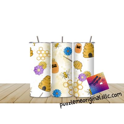 Bee Themed Seamless White Background