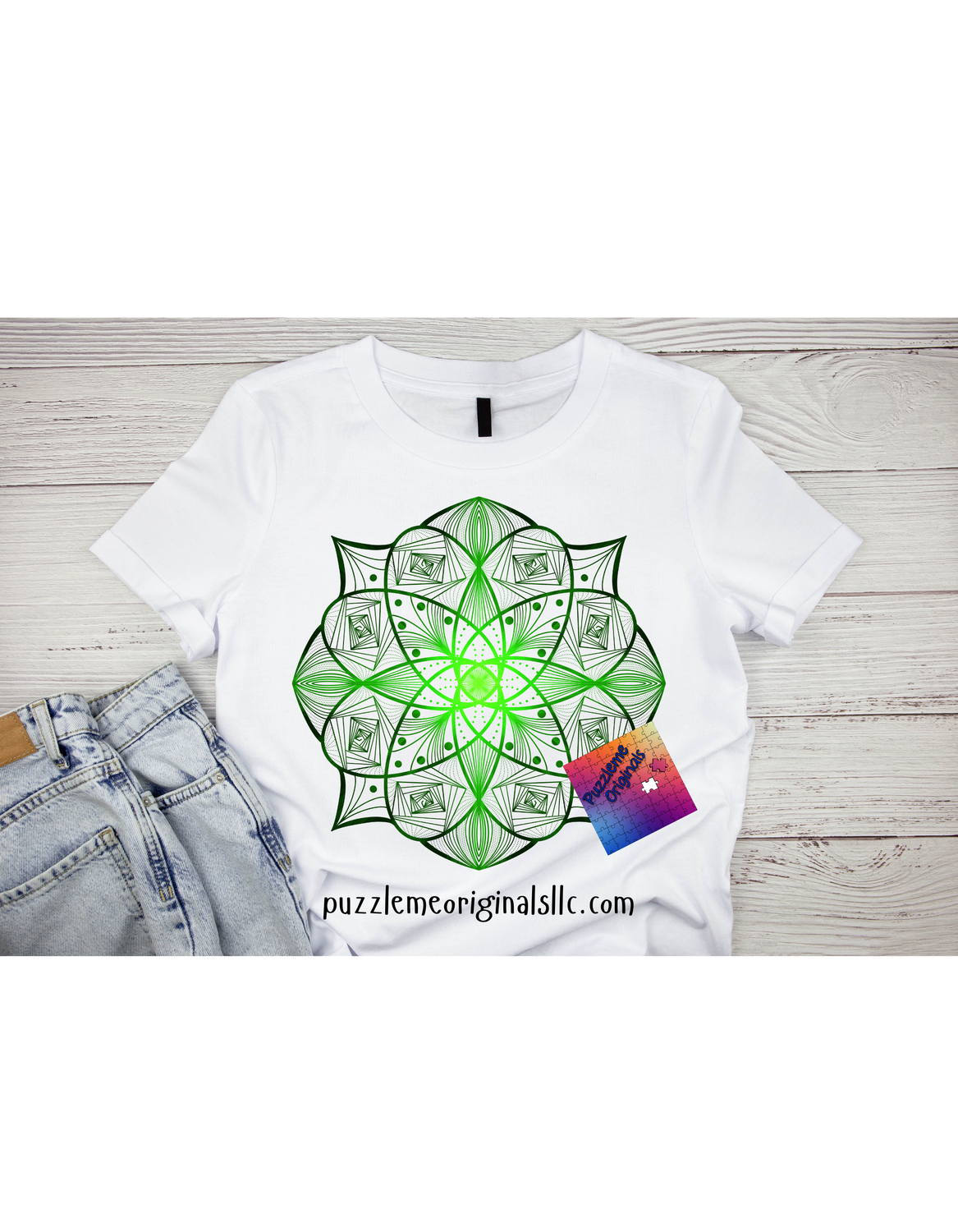 Green Ombre Mandala Transfer