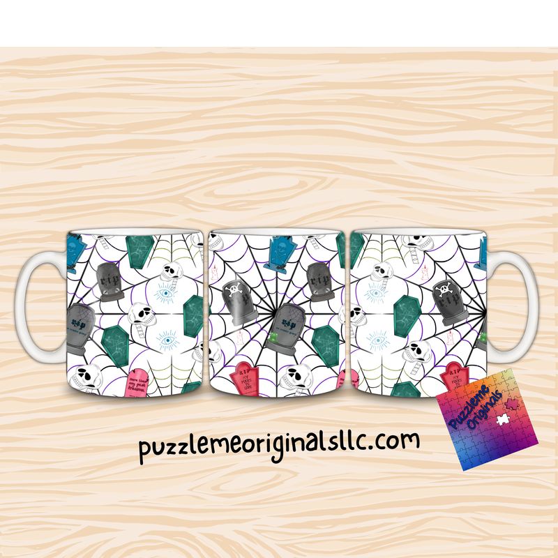 Colored Coffin with Spider webs Small Seamless