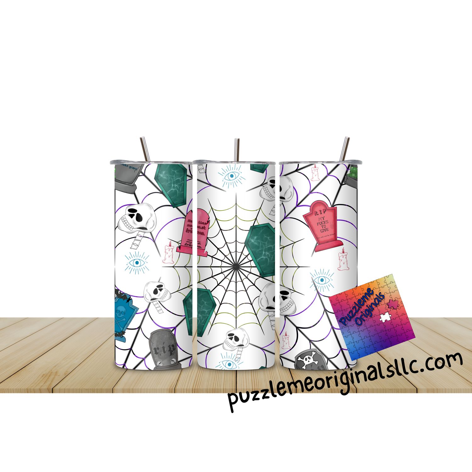 Colored Coffin with Spider webs Seamless