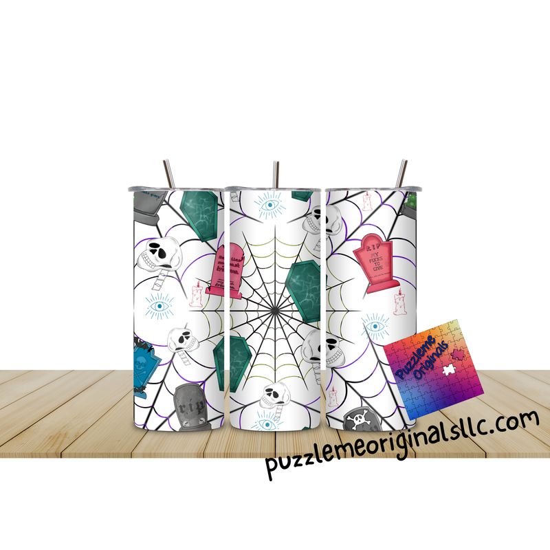 Colored Coffin with Spider webs Seamless