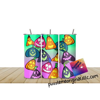Wonky Pumpkin With Background Seamless