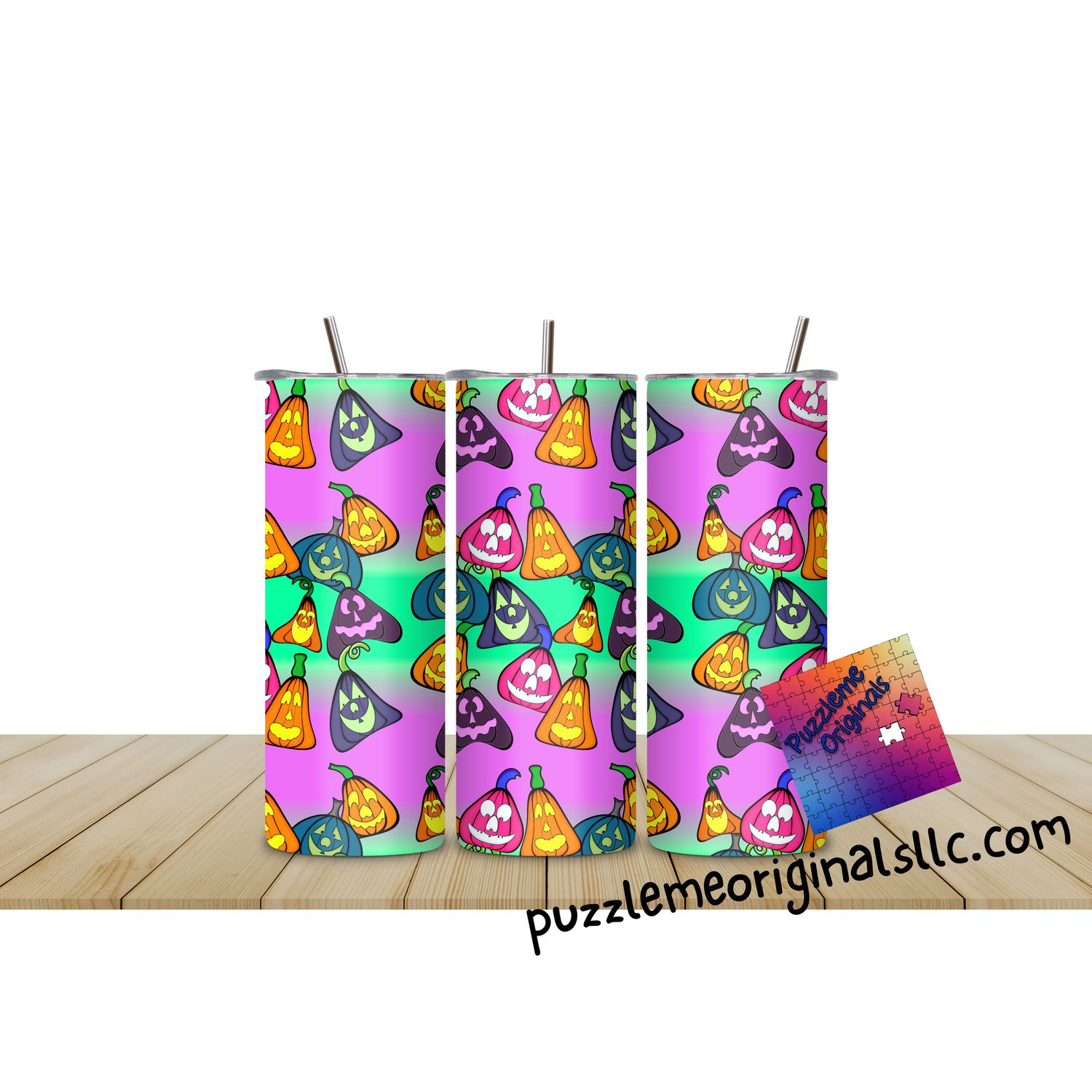 Wonky Pumpkin With Background Seamless Small