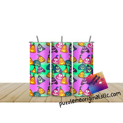 Wonky Pumpkin With Background Seamless Small