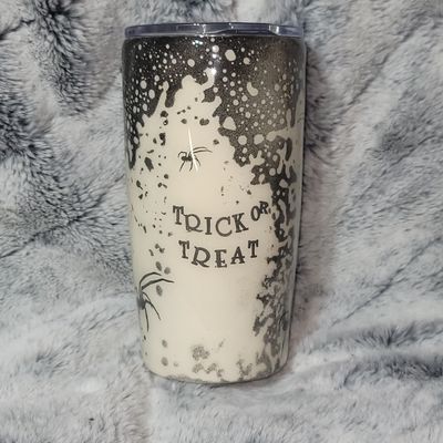 16oz Modern Stainless Steel Epoxy Tumbler - Black/White Spider Trick or Treat