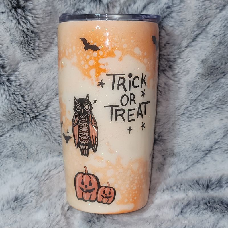 16oz Modern Stainless Steel Epoxy Tumbler - Orange/White Trick or Treat