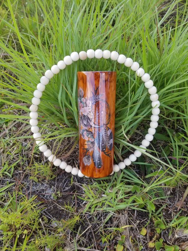 30oz Stainless Steel Epoxy Tumbler - Woodgrain Dreamcatcher