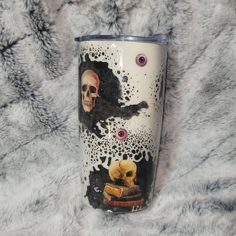 16oz Modern Stainless Steel Epoxy Tumbler - Skulls All Around