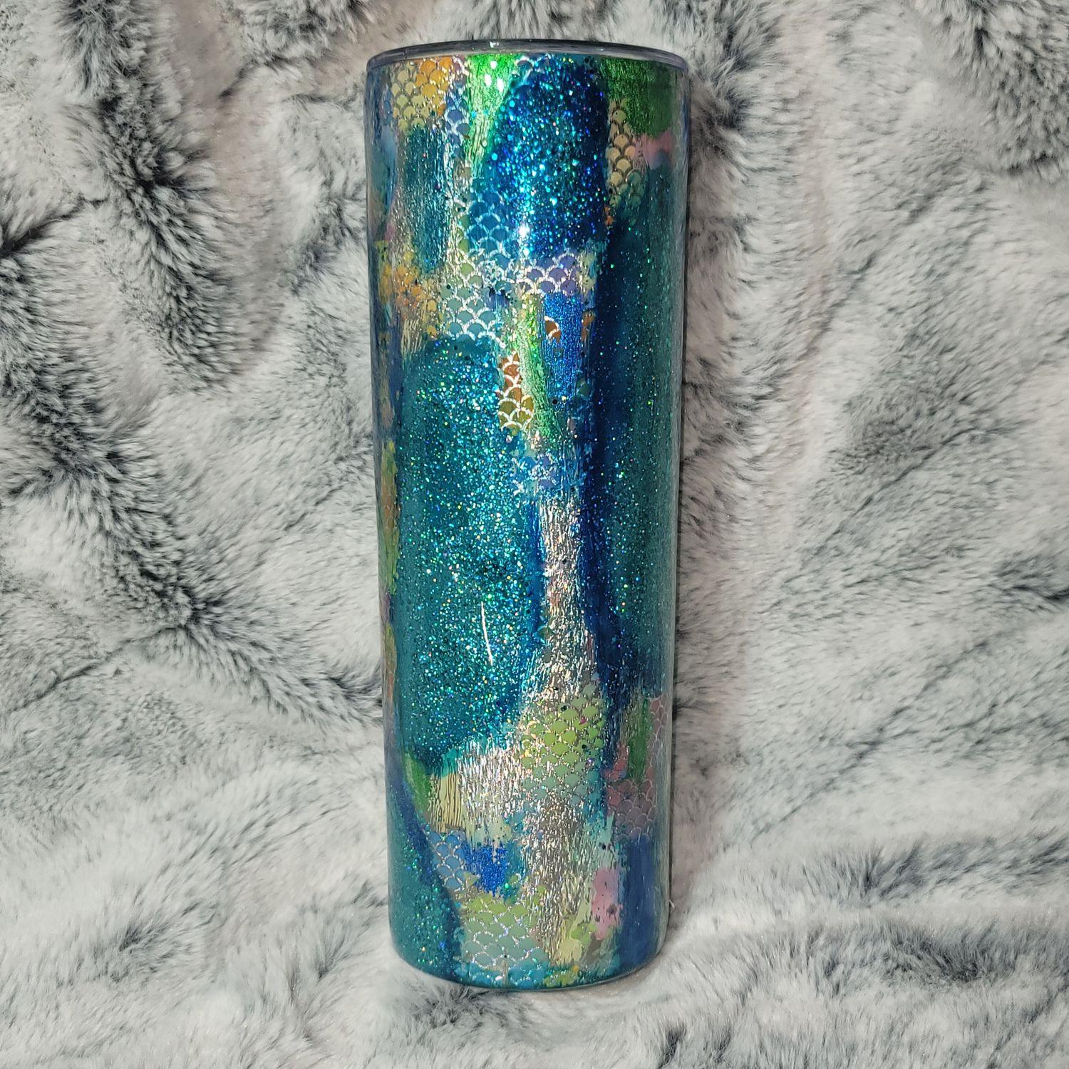 20oz Stainless Steel Epoxy Tumbler - Teal &amp; Pastel Distressed