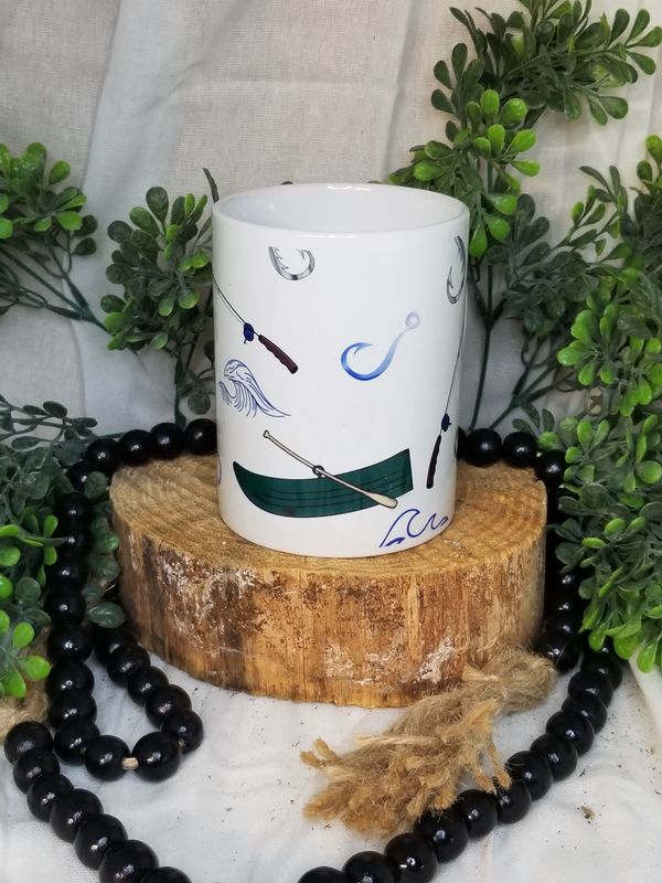 15oz Sublimated Coffee Mug - Fishing Boat Theme