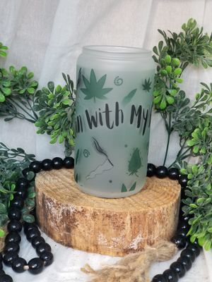 12oz Sublimated Frosted Glass Can - Rolling With My Homies (420)