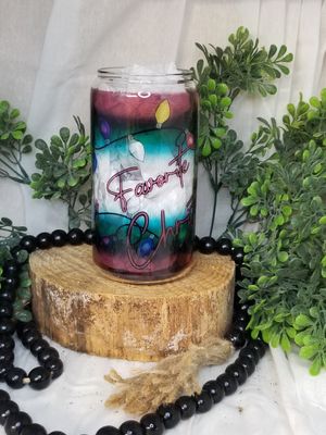 12oz Sublimated Glass Can - Christmas Lights are my Favorite Color