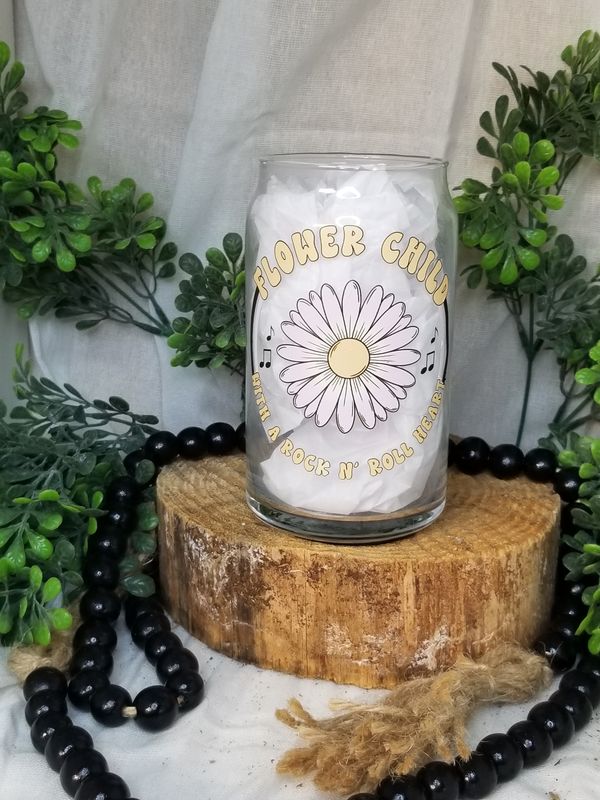 12oz Glass Can - Flower Child