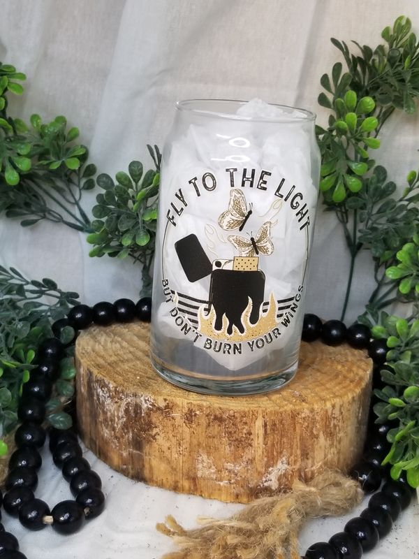 12oz Glass Can - Fly To The Light
