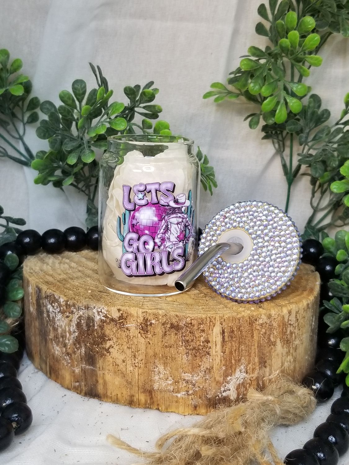 3oz Mini Shot glass with Rhinestone Lid - Let&#39;s Go Girls