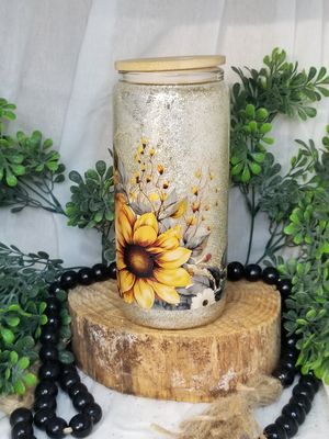 Glass Snow Globe Tumbler - Sunflower