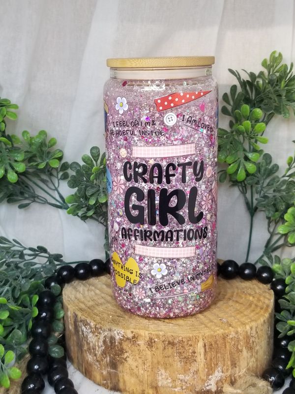 Glass Snow Globe Tumbler - Crafty Girl