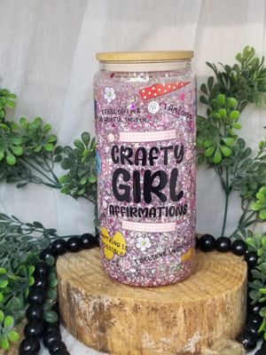 Glass Snow Globe Tumbler - Crafty Girl